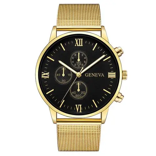 geneva mens watch retro stainless steel analog all