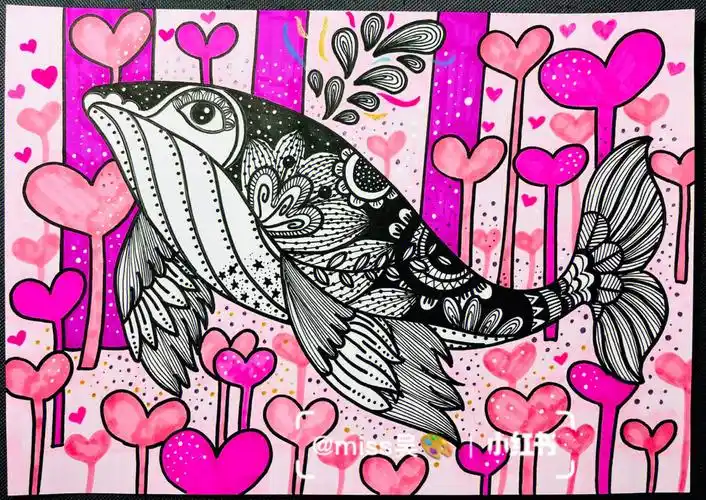 206300创意线描鲸鱼