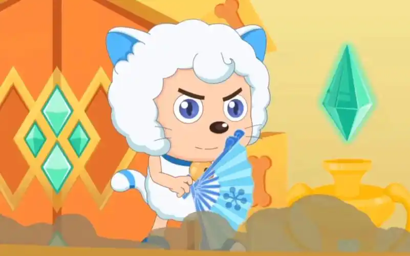 喜羊羊变成喜猫猫后真的是特别顽皮啊