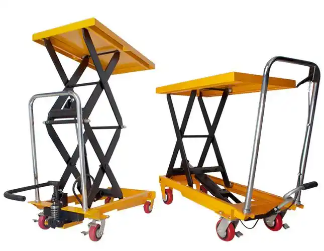 新越昌晖可移动式手动液压平台车升降机小型手推车脚踏升降平台车1吨