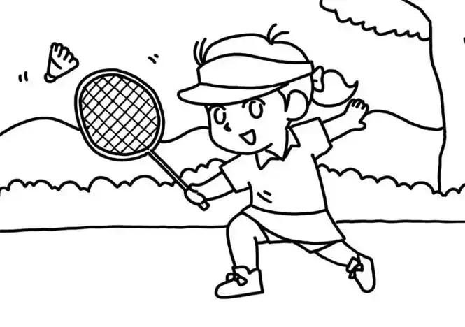 打羽毛球儿童简笔画