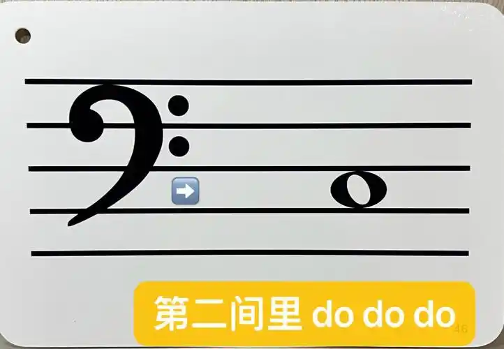 耳朵边上有点点它要听一听低低的声音看看你弹得对不对～低音do 第二