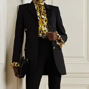 ysl2022春季经典羊毛西装女士杨树林西服修身显瘦外套朴彩