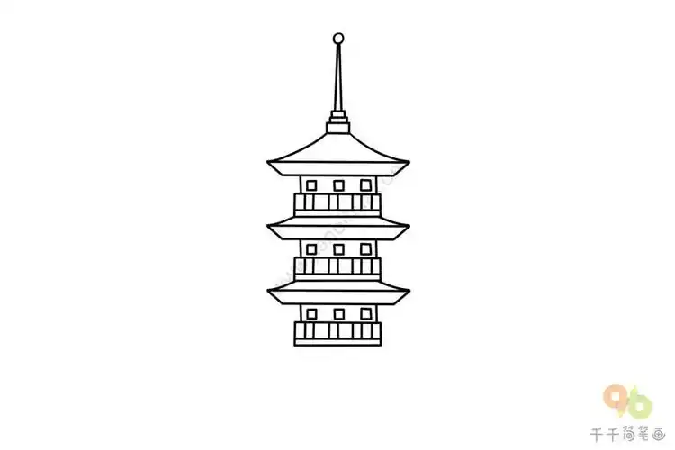 教你画宝塔简笔画画法