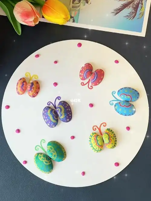 花甲壳做彩色蝴蝶