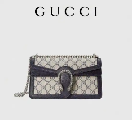 gucci酒神包22新款斜挎链条包黑色老花女包