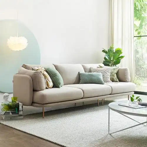 北欧沙发布艺简约现代轻奢客厅三人乳胶日式小户型风格麻棉软多色
