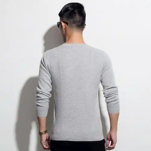 2018秋冬季新款男士羊绒衫纯色圆领宽松扭花羊绒衫加厚针织衫毛衣