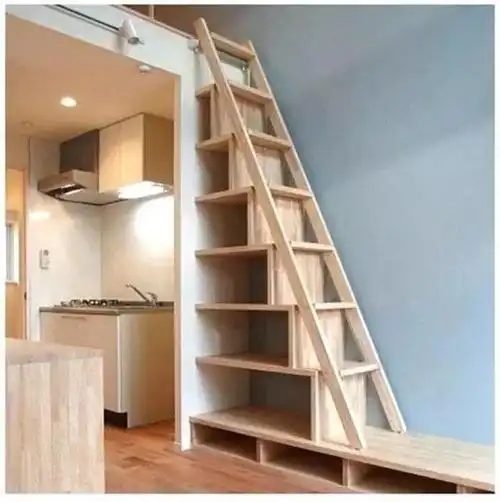 小复式楼梯不现浇,木工打制梯形楼梯,不仅省空间还能收纳!
