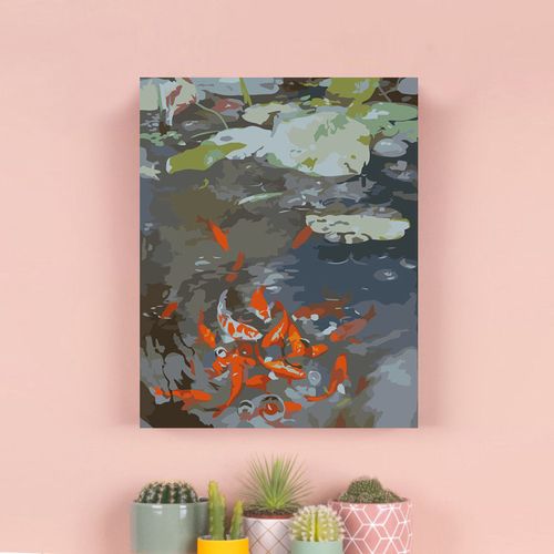 diy数字油彩画池塘锦鲤手绘填色油画客厅卧室书房餐厅丙烯颜料画