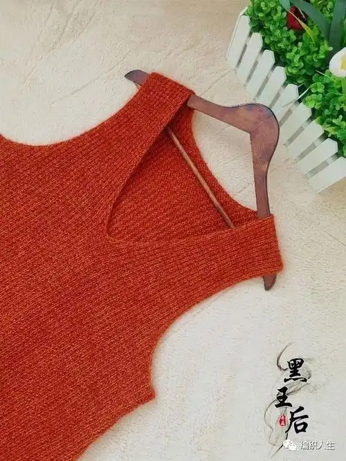 焦糖织法极简宽松慵懒的休闲大背心有编织图解