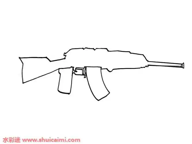 akm突击步枪怎么画akm突击步枪简笔画简单彩色