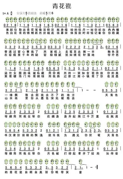 青花瓷(六孔陶笛谱)