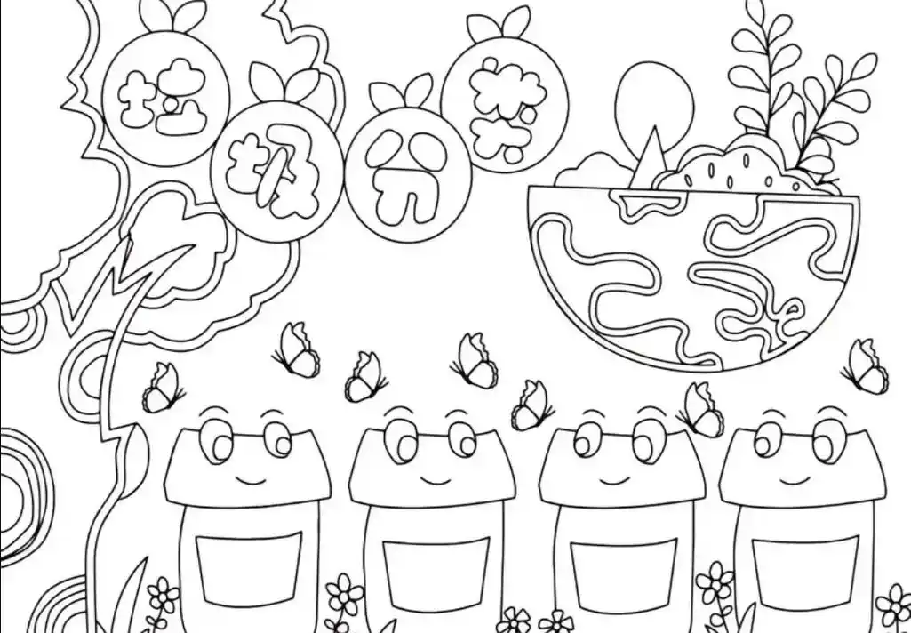 一学就会的简笔画 垃圾分类主题及红色人物主题画 - 抖音