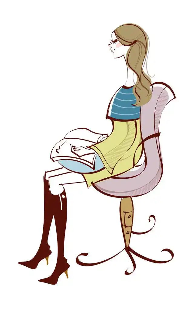 女人坐在她的侧面图