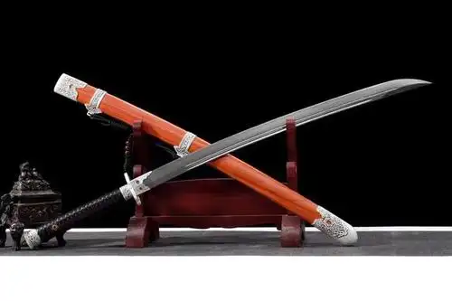 「鉴赏」花纹钢红木雁翎刀-擎宇