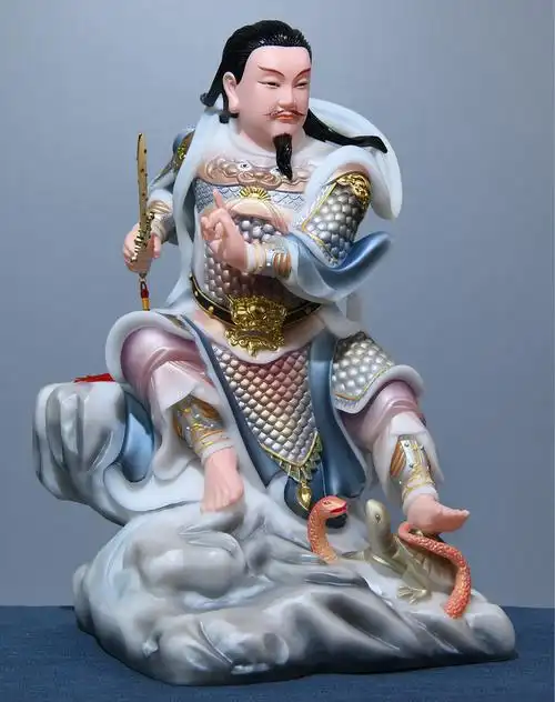 益心阁 真武大帝神像汉白玉武当山玄武祖师爷道教玄天上帝摆件 16寸高