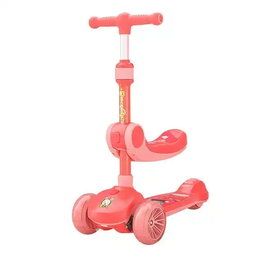 兔小贝儿童滑板车单脚滑可坐可骑滑滑折叠8女孩6宝宝13初学者2岁