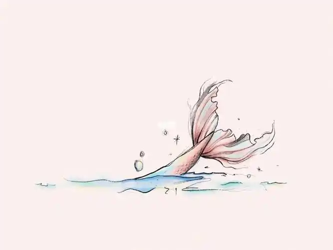 水彩鱼尾