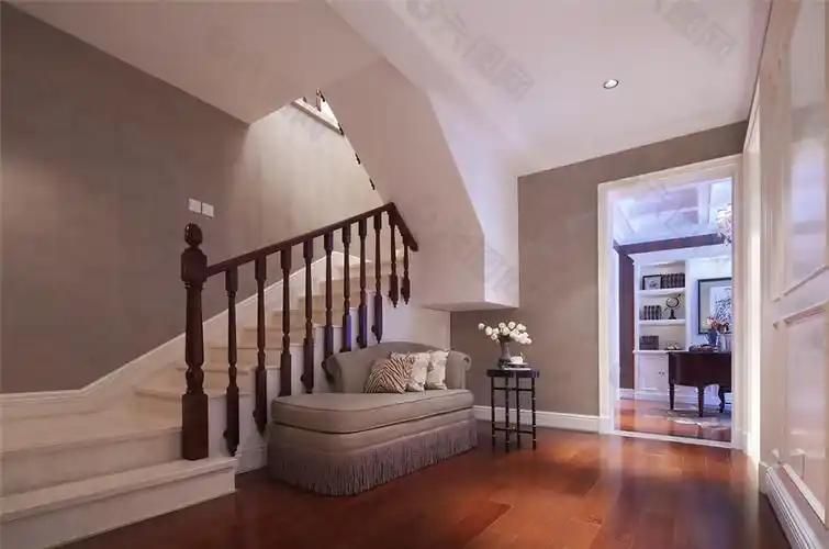 客厅楼梯间入户木地板装修效果图