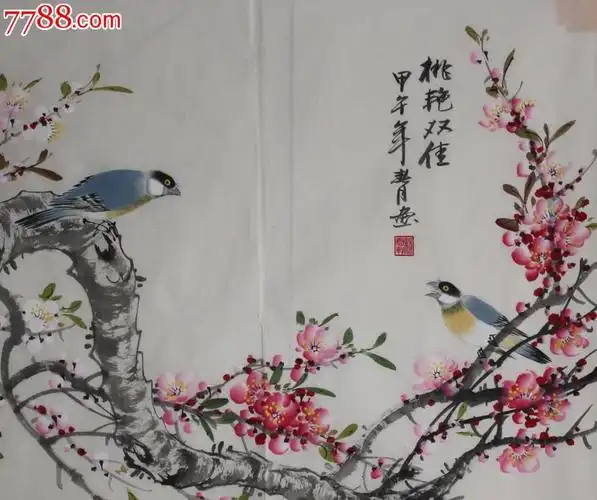 小写意花鸟四尺斗方纯手绘保真迹68x68cm