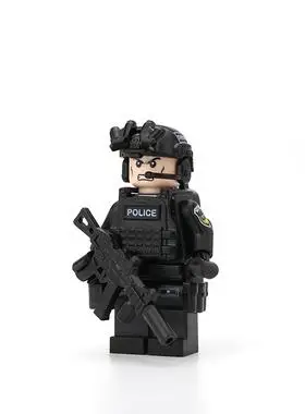兼容乐高军事警察人仔男生拼装玩具