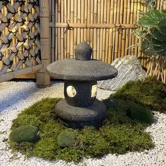 石头灯摆件 石灯笼日式庭院灯中式石头灯电石灯户外花园林枯山水景观