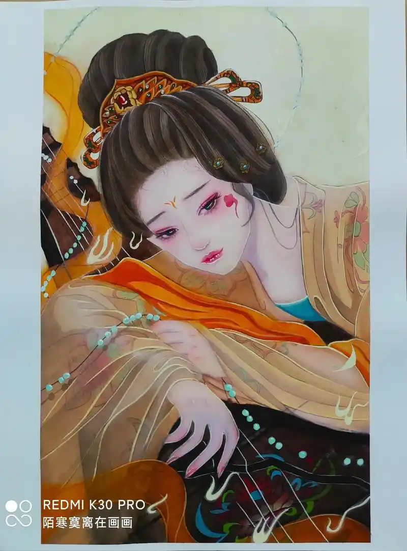 水彩人物古风大唐美人步骤图.