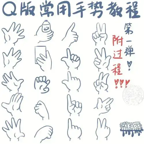 q版常用手势教程|素材|附过程
