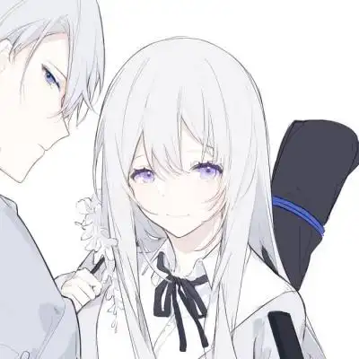 白发动漫情侣头像高清超甜的白发动漫人物情侣头像图片