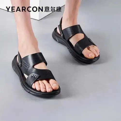 88意尔康夏季男士外穿真皮凉鞋