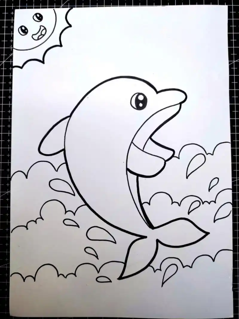 马克笔简笔画《可爱的海豚》                99绘画工具 8215