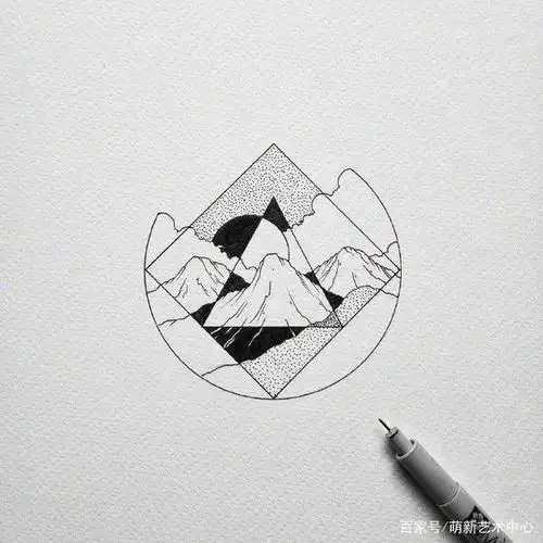 黑白针管笔手绘风景小插画,点线面和黑白灰的运用,简单好上手