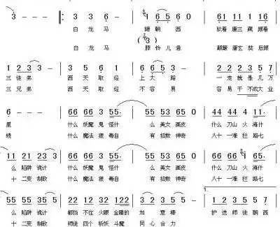 尾曲2019-12-24白龙马简谱歌词 白龙马(《西游记》tv动画片尾曲)-儿歌