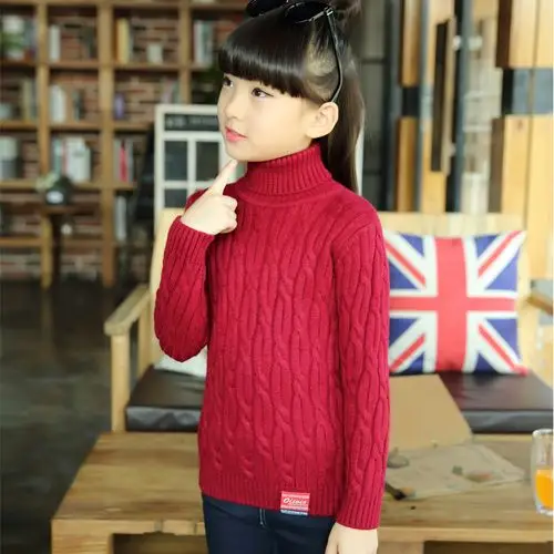 童装女大童加厚毛衣新款儿童秋冬装百搭上衣女孩高领针织毛线衣潮