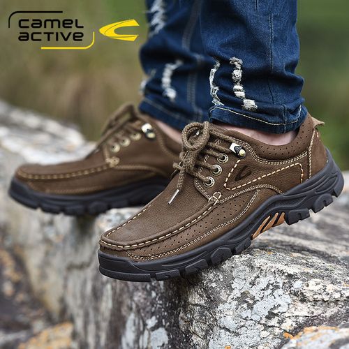 德国骆驼动感休闲鞋2021秋季新款男鞋户外软底防滑工装鞋真皮皮鞋