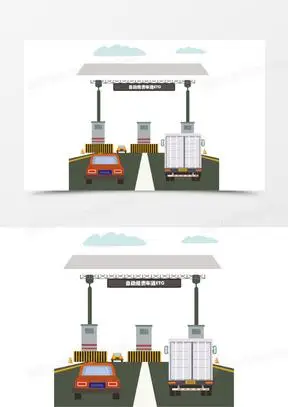 手绘卡通矢量收费站素材460手绘高速收费站素材460计程车图片00