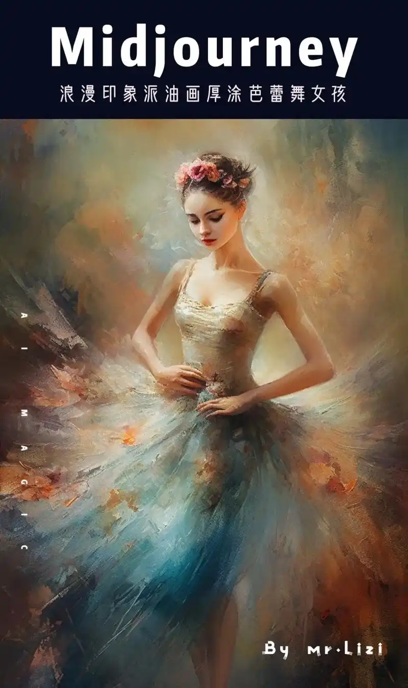 浪漫印象派油画厚涂芭蕾舞女孩.midjourney出图浪漫印 - 抖音