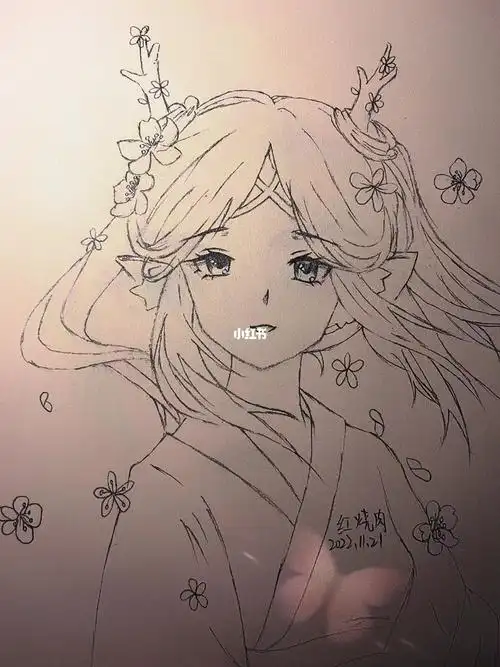 动漫女生手绘过程图