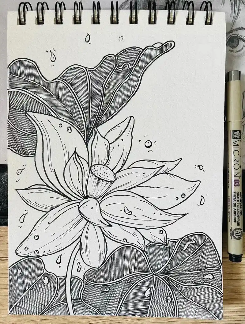 黑白线描画 #画画 #手绘 - 抖音