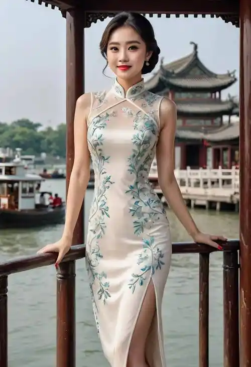 小家碧玉般的江南旗袍美女