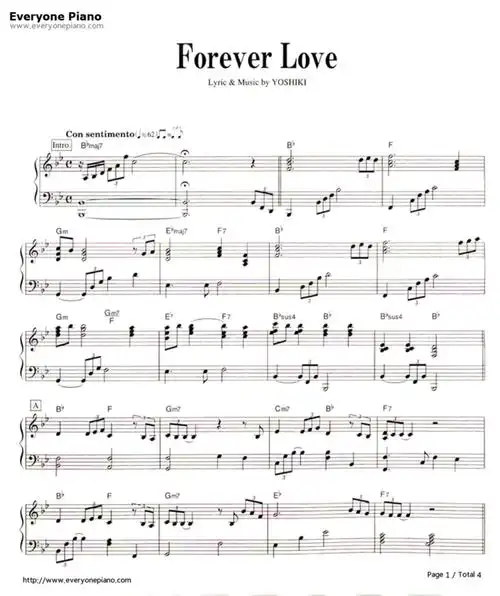 forever love-剧场版《x战记》主题曲五线谱预览1