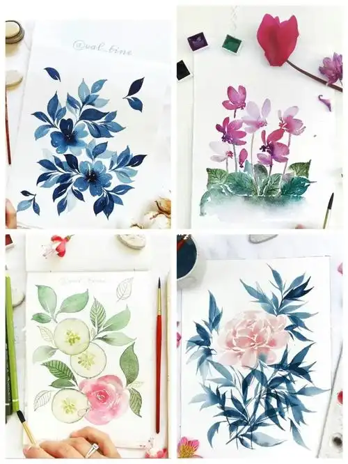 入门级|一组简易花卉水彩分享(19)