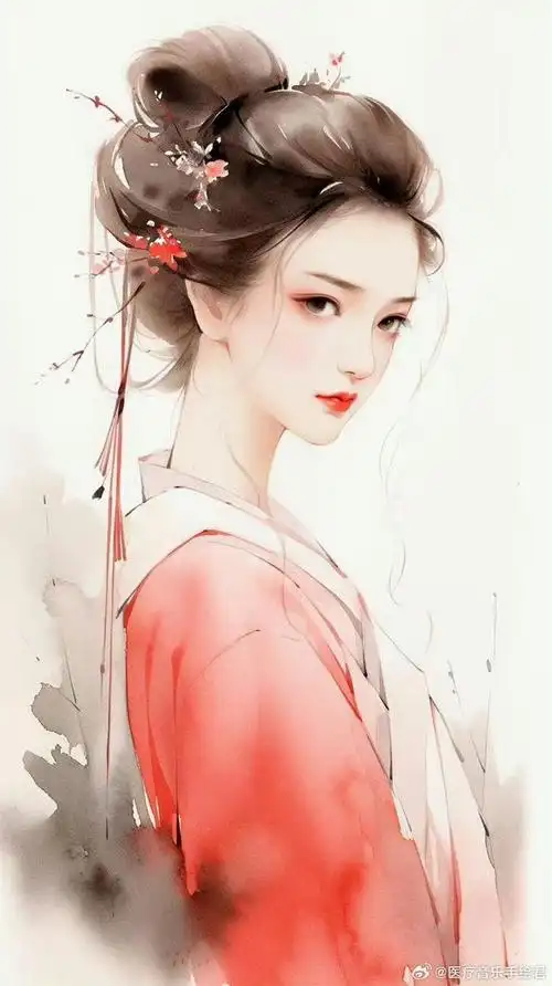 丹青水墨古风美女画像__财经头条