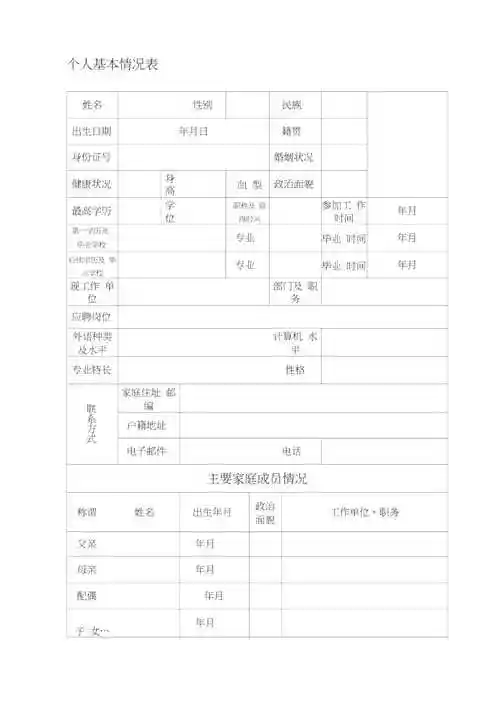个人基本情况表