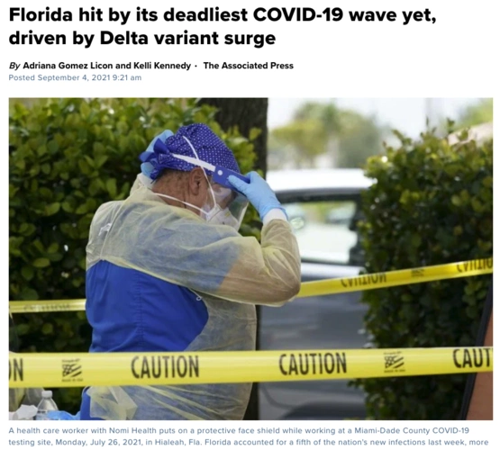 其中佛罗里达是美国国内死亡最多的州,上周四(9月2日),佛州报告一周