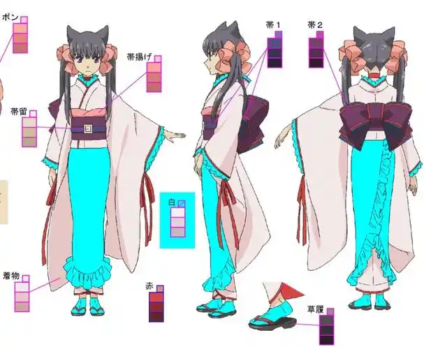 半妖少女绮丽谭 三视图角色设计