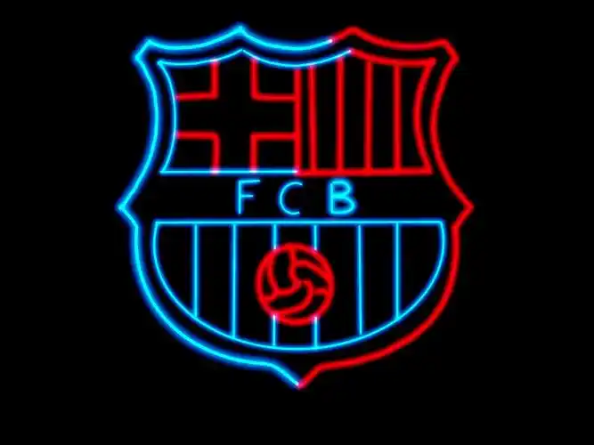 逐帧手绘巴萨队徽动画但是赛博朋克风