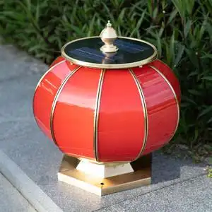 太阳能柱头灯全铜中式灯笼别墅庭院灯门柱灯大门灯户外防水围墙灯