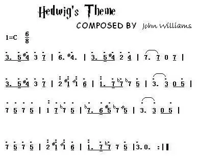 谁有哈利波特主题曲的简谱啊?急需!